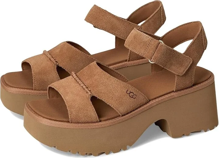 UGG New Heights Ankle Strap Women's Sandals Chestnut : 10 B - Medium, Suede