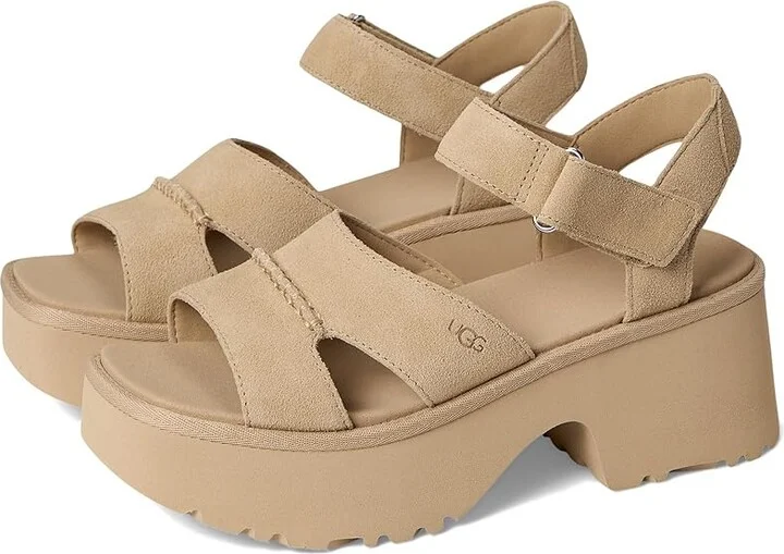 UGG New Heights Ankle Strap Women's Sandals Mustard Seed : 11 B - Medium, Suede