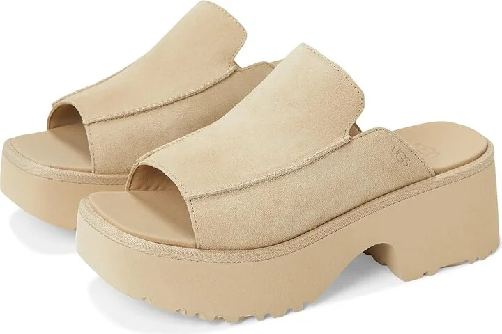 UGG New Heights Slide Women's Sandals Mustard Seed : 9.5 B - Medium, Suede