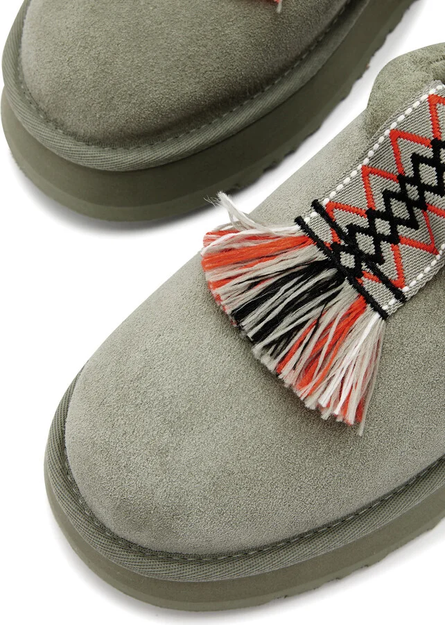 Ugg Tazzle Embroidered Suede Flatform Slippers - Image 7