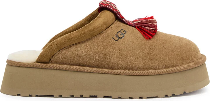 Ugg Tazzle Embroidered Suede Flatform Slippers