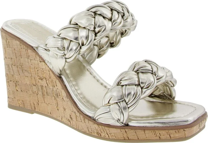 Ulana Womens Faux Leather Braided Wedge Sandals