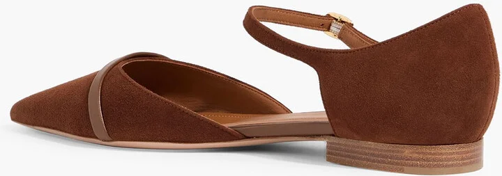 Ulla leather-trimmed suede point-toe flats - Image 3