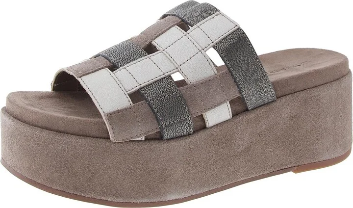 Ulrich Womens Leather Wedge Platform Sandals