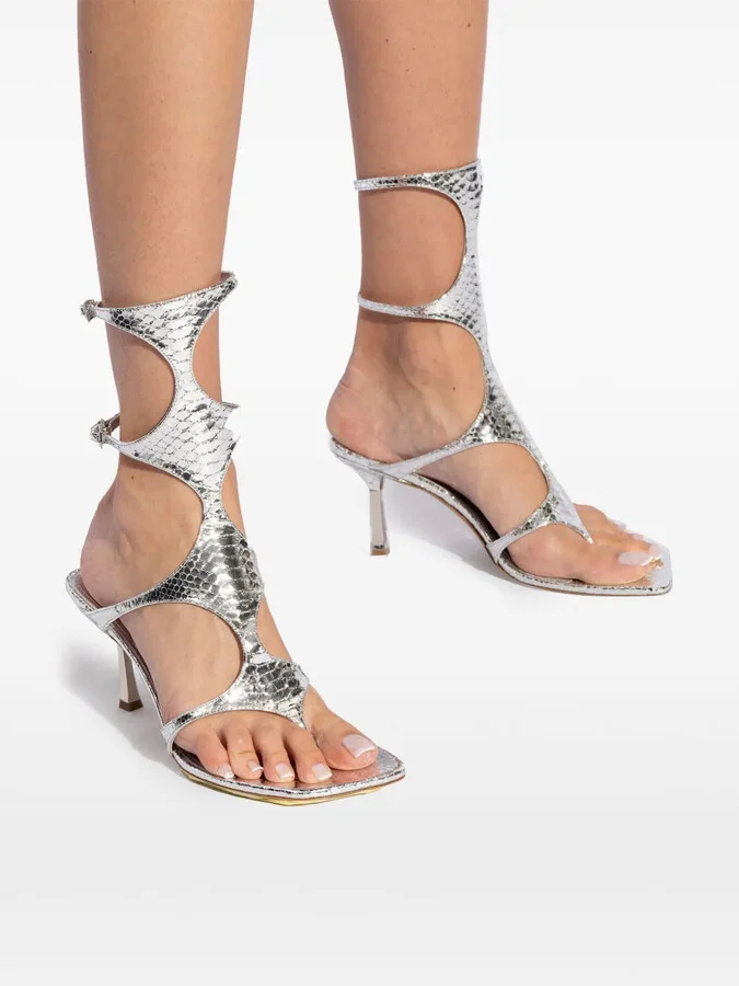 Uma 75mm python-effect gladiator sandals - Image 5