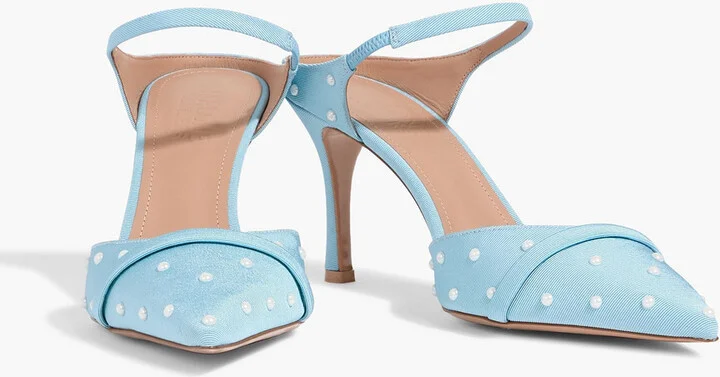 Uma 80 faux pearl-embellished faille mules - Image 2