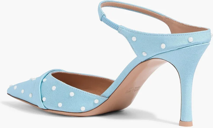 Uma 80 faux pearl-embellished faille mules - Image 3