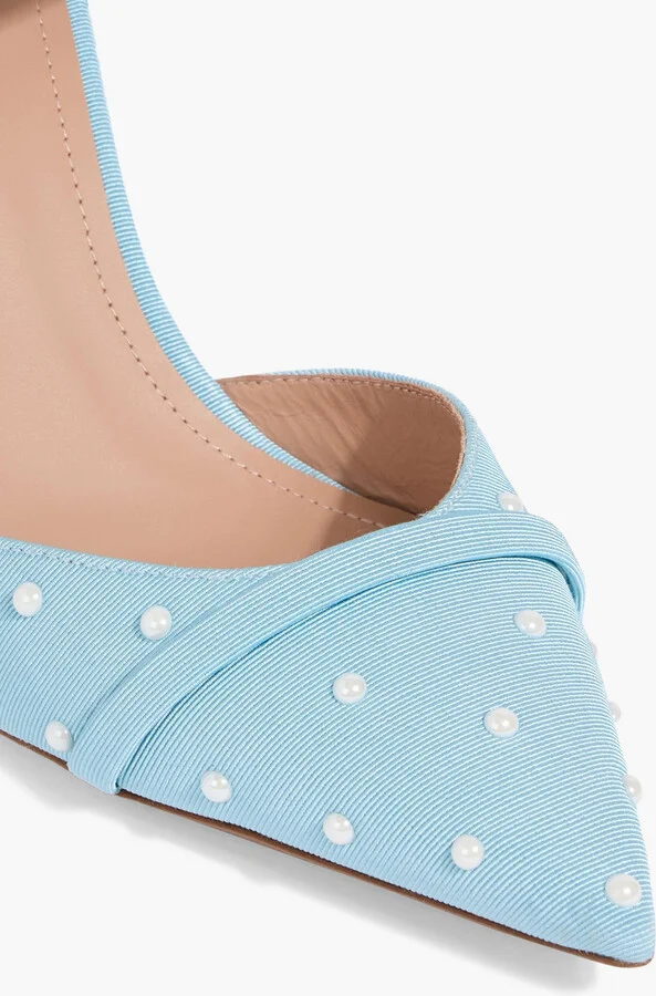Uma 80 faux pearl-embellished faille mules - Image 4