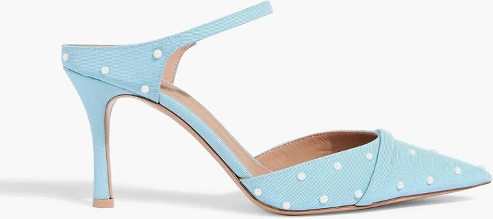 Uma 80 faux pearl-embellished faille mules