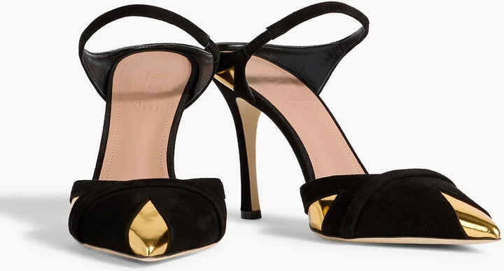 Uma 90 suede and mirrored-leather mules - Image 2