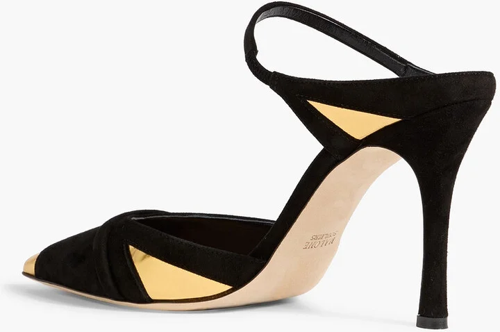 Uma 90 suede and mirrored-leather mules - Image 3