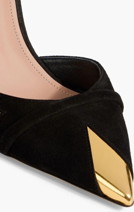 Uma 90 suede and mirrored-leather mules - Image 4