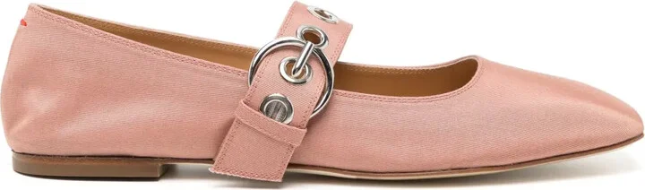 Uma Eyelet Grosgrain Coral ballet flats
