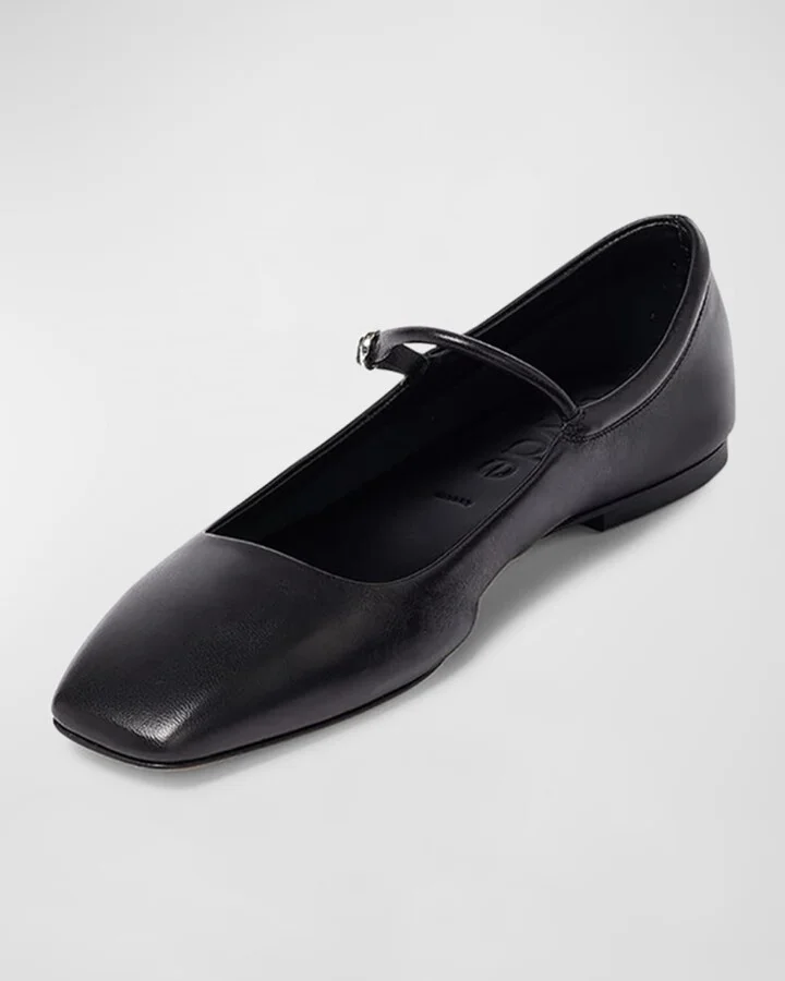 Uma Leather Mary Jane Ballerina Flats - Image 4