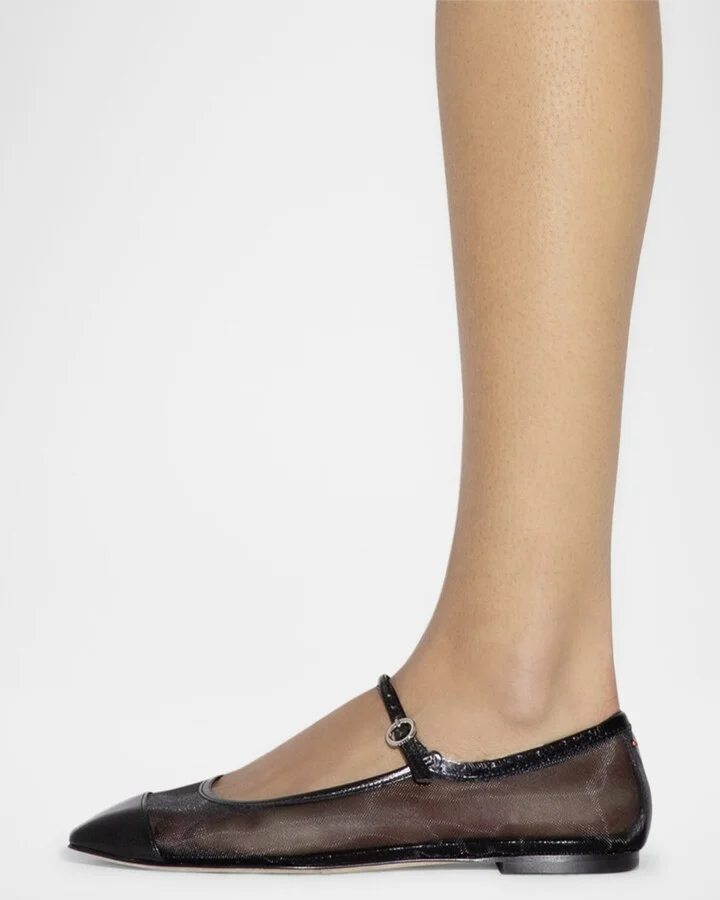 Uma Mesh Mary Jane Ballerina Flats - Image 2