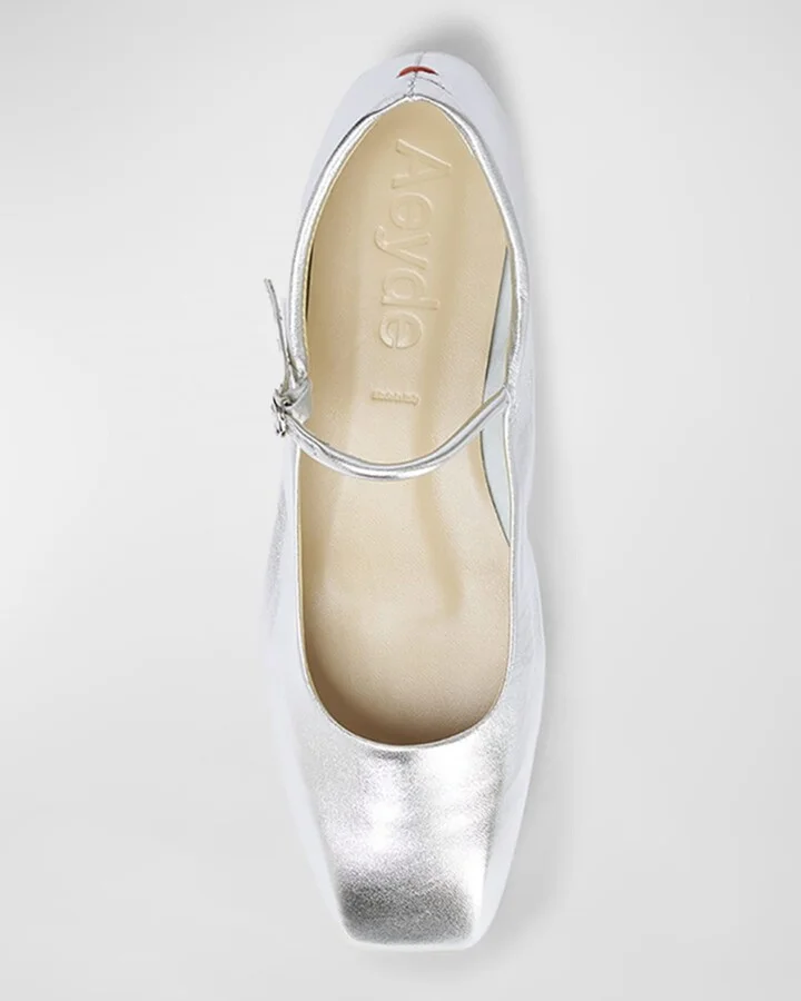 Uma Metallic Mary Jane Ballerina Flats - Image 7
