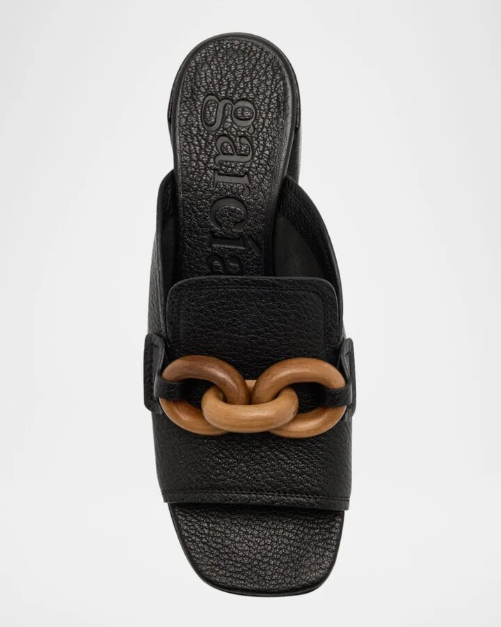 Umita Leather Chain Loafer Mules - Image 2