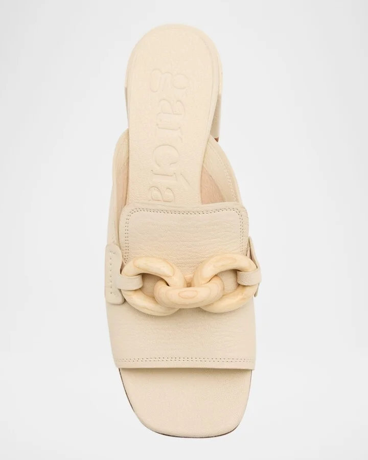 Umita Leather Chain Loafer Mules - Image 6