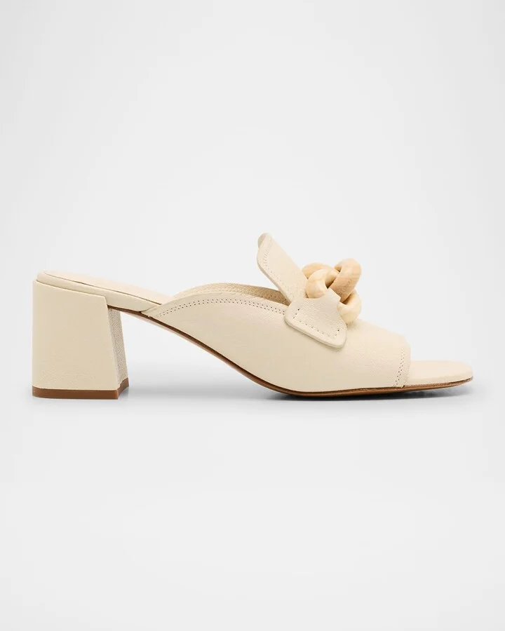 Umita Leather Chain Loafer Mules