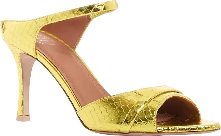 Una Croc Embossed High Heel Slide Sandals In Acid