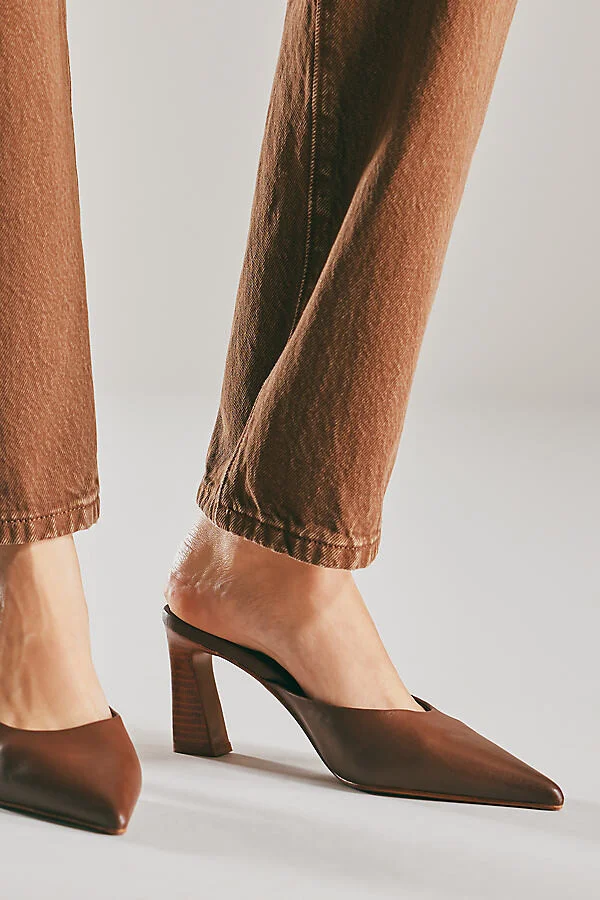 Unamused Pointed-Toe Heeled Mules