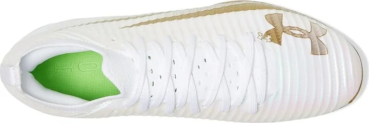 Under Armour Blur Pro Football Cleats Men's Cleated Shoes White/Metallic Gold/Metallic Gold : 6.5 D - Medium, Synthetic - Image 2