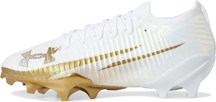 Under Armour Blur Pro Football Cleats Men's Cleated Shoes White/Metallic Gold/Metallic Gold : 6.5 D - Medium, Synthetic - Image 6