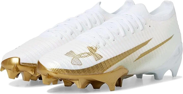 Under Armour Blur Pro Football Cleats Men's Cleated Shoes White/Metallic Gold/Metallic Gold : 6.5 D - Medium, Synthetic