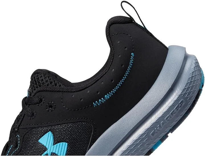 Under Armour Charged Assert 10 Men's Shoes Black/Black/Blue Surf : 9.5 D - Medium, Textile - Image 4