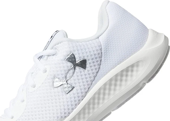 Under Armour Charged Pursuit 3 Men's Shoes White/White/Metallic Silver : 9 D - Medium, Textile - Image 4