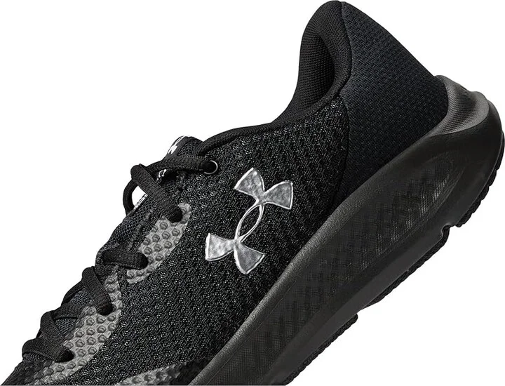 Under Armour Charged Pursuit 3 Women's Shoes Black/Black/Metallic Silver : 7 B - Medium, Synthetic/Textile - Image 4