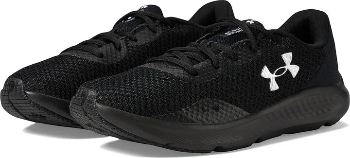 Under Armour Charged Pursuit 3 Women's Shoes Black/Black/Metallic Silver : 7 B - Medium, Synthetic/Textile