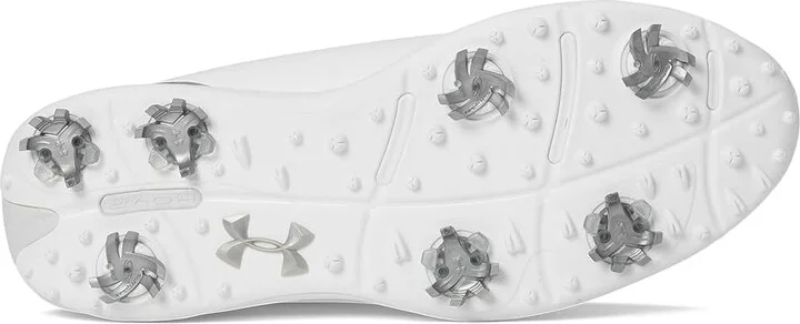 Under Armour Drive Fade Golf Shoes Men's Golf Shoes White/White/Metallic Silver : 11.5 D - Medium, Synthetic - Image 3