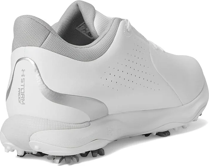Under Armour Drive Fade Golf Shoes Men's Golf Shoes White/White/Metallic Silver : 11.5 D - Medium, Synthetic - Image 4
