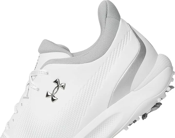 Under Armour Drive Fade Golf Shoes Men's Golf Shoes White/White/Metallic Silver : 11.5 D - Medium, Synthetic - Image 7
