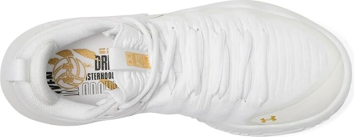 Under Armour Flow Ace Low Women's Volleyball Shoes White/White/Metallic Gold : 6.5 B - Medium - Image 2
