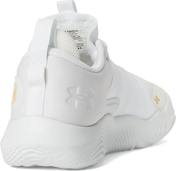 Under Armour Flow Ace Low Women's Volleyball Shoes White/White/Metallic Gold : 6.5 B - Medium - Image 4