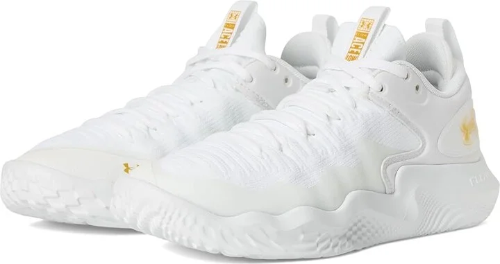 Under Armour Flow Ace Low Women's Volleyball Shoes White/White/Metallic Gold : 6.5 B - Medium
