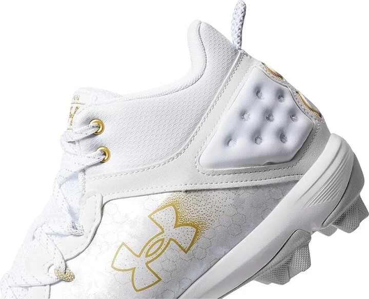 Under Armour Harper 8 Mid RM Baseball Cleats Men's Shoes White/White/Metallic Gold : 11.5 D - Medium - Image 4