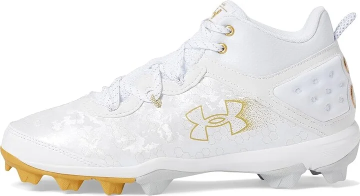 Under Armour Harper 8 Mid RM Baseball Cleats Men's Shoes White/White/Metallic Gold : 11.5 D - Medium - Image 5