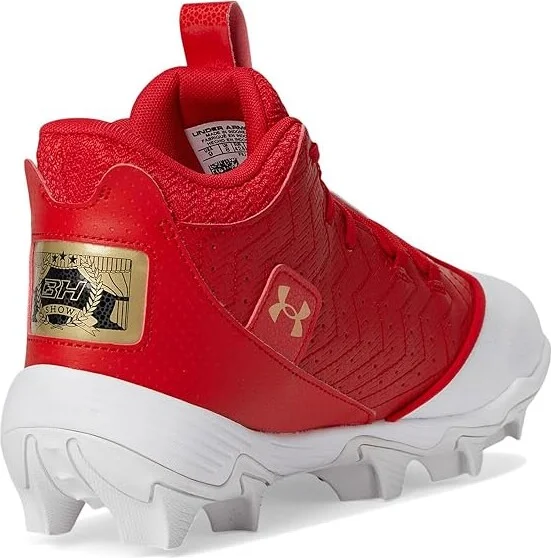 Under Armour Harper 9 RM Baseball Cleats Men's Shoes White/Red/Metallic Gold : 9 D - Medium, Synthetic - Image 4