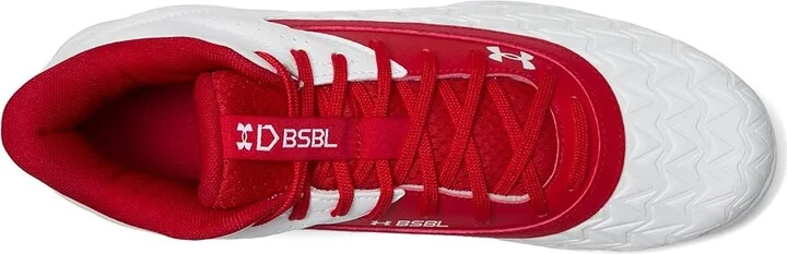 Under Armour Leadoff Mid 3.0 Baseball Cleat Men's Shoes Red/White/Red : 13 D - Medium, Synthetic - Image 2