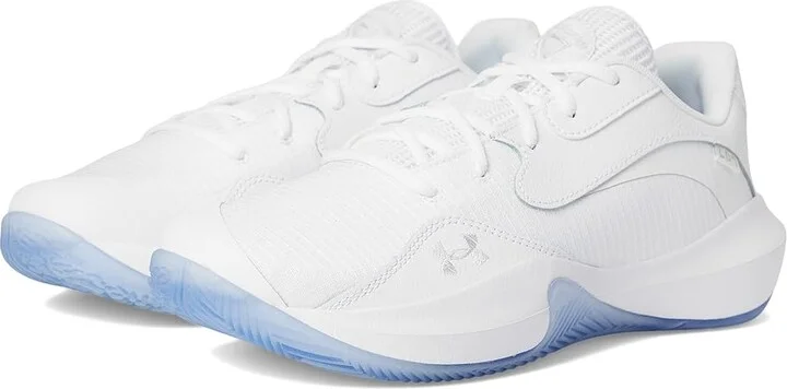 Under Armour Lockdown 7 Low Basketball Shoes White/White/Metallic Silver : Men's 14 - Women's 15.5 Medium, Synthetic