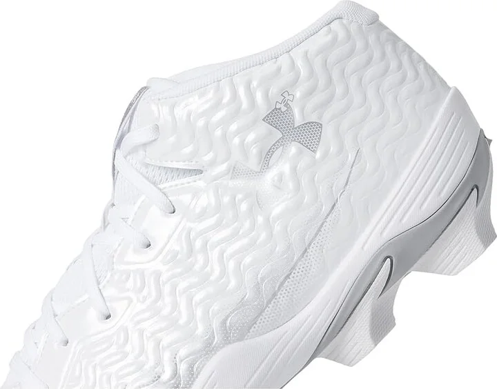 Under Armour Spotlight Hammer RM Football Cleats Men's Cleated Shoes White/Metallic Silver/Metallic Silver : 12 D - Medium, Synthetic - Image 7