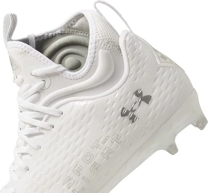 Under Armour Spotlight Lux MC 2.0 Football Cleats Men's Shoes White/White/Metallic Silver : 8 D - Medium, Synthetic - Image 4