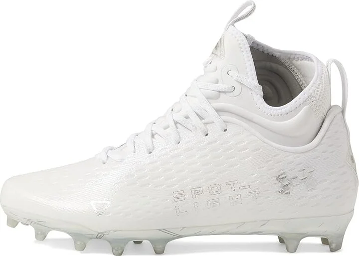 Under Armour Spotlight Lux MC 2.0 Football Cleats Men's Shoes White/White/Metallic Silver : 8 D - Medium, Synthetic - Image 6