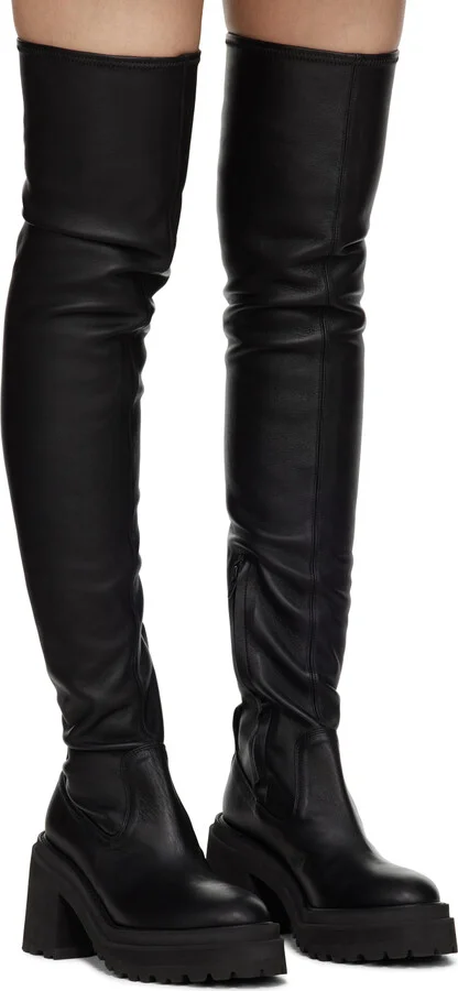 UNDERCOVER Black Leather Tall Boots - Image 4