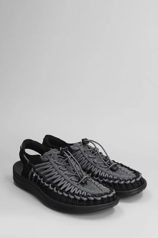 Uneek M Flats In Black Suede And Fabric - Image 2