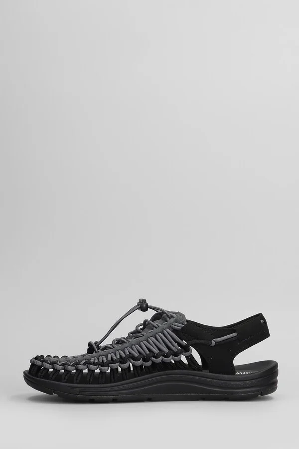 Uneek M Flats In Black Suede And Fabric - Image 3