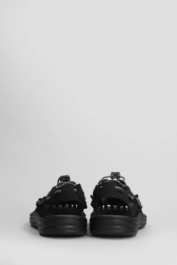 Uneek M Flats In Black Suede And Fabric - Image 4